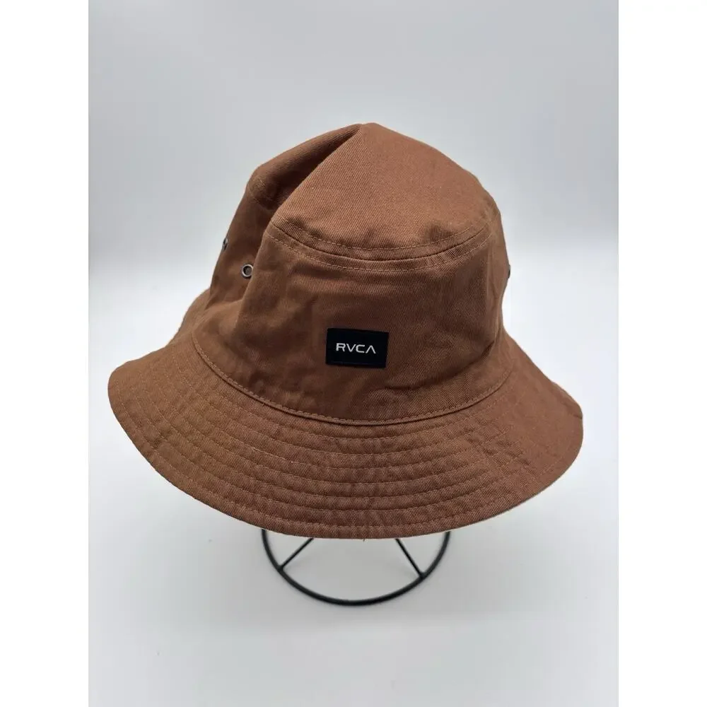 RVCA Women's Reversible Location Bucket Hat Gingham Floral Cream Pink S/M EUC